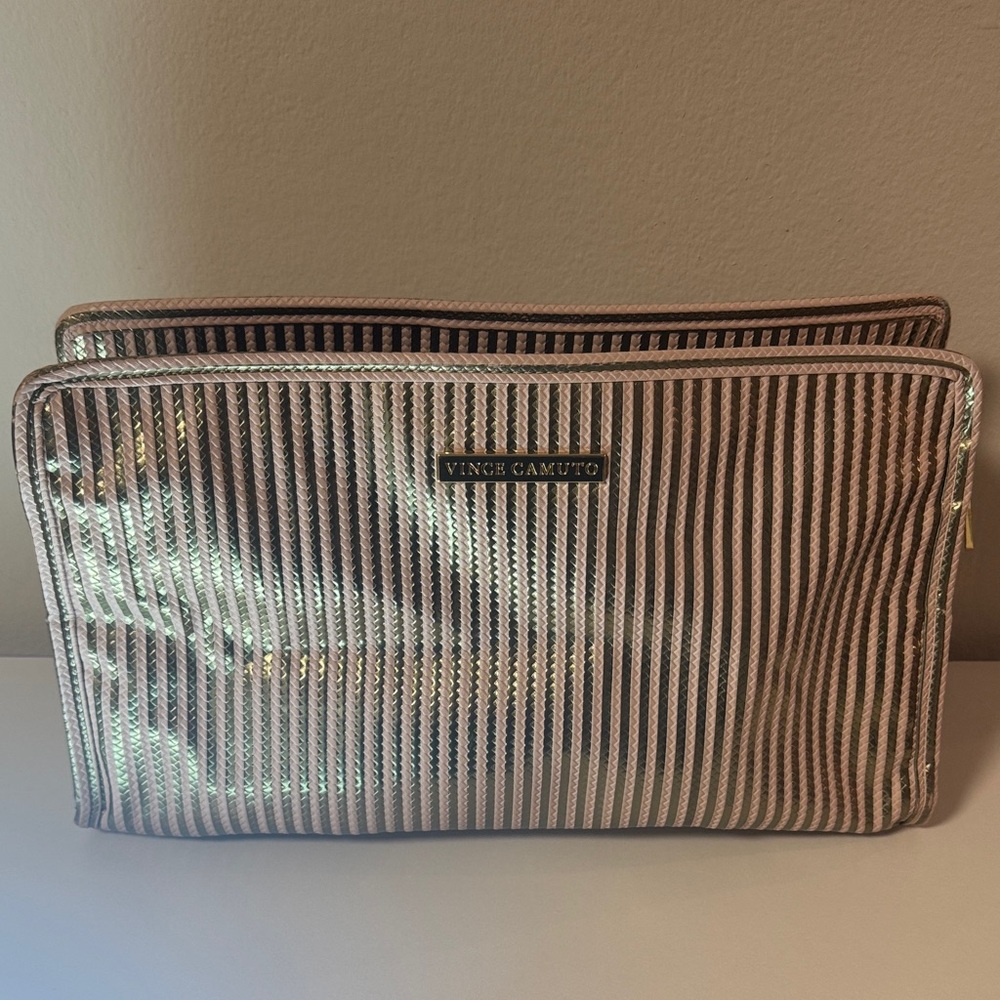 Vince Camuto Pink and Black Striped Bag